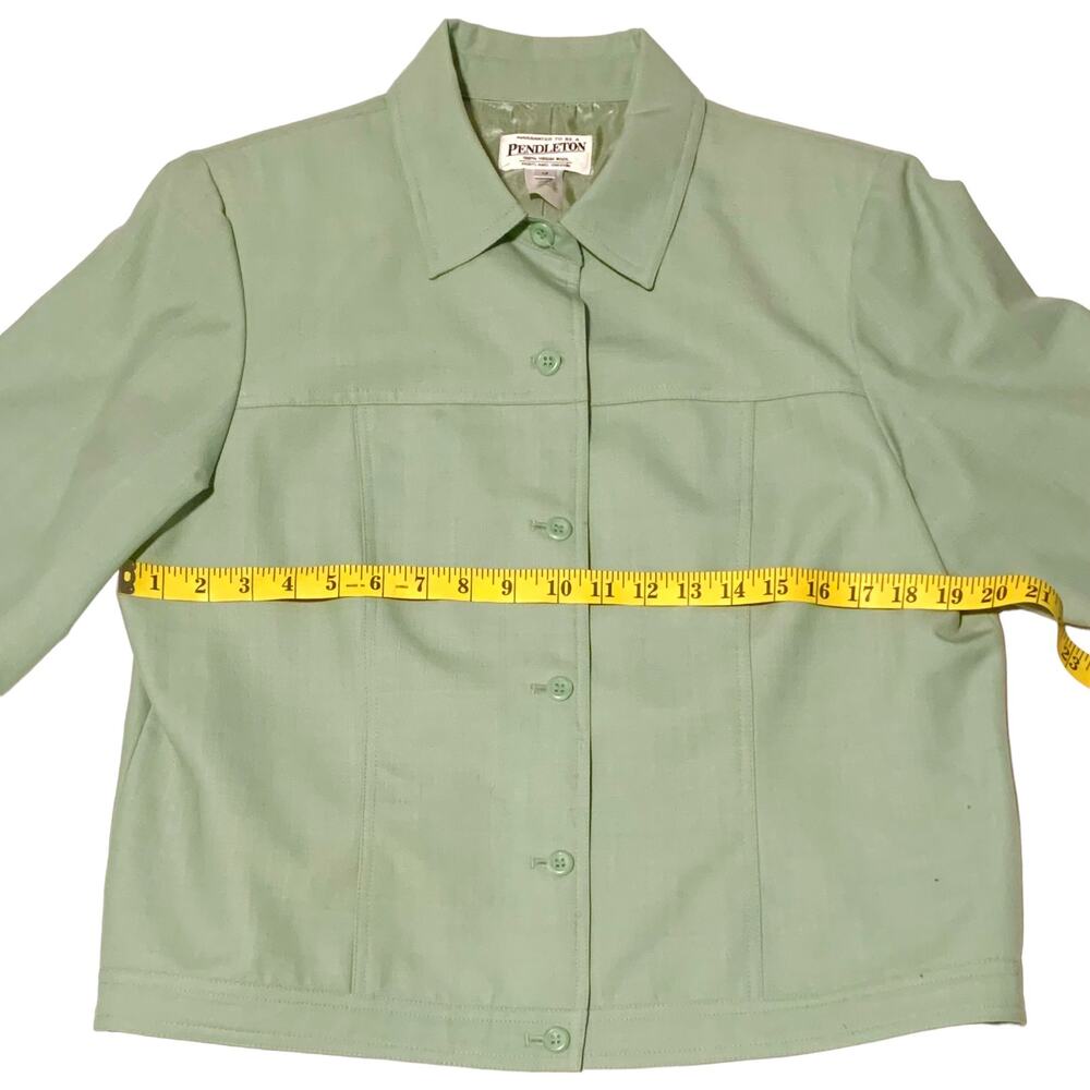 Pendleton Wool Jacket Blazer Button Cropped Green… - image 5